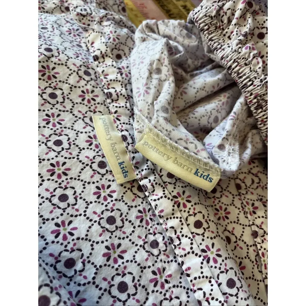 Pottery Barn Kids Floral Sheet Set Twin Flat Fitted Sheet 2pcs Daisy Boho Girls